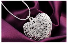 Collier, pendentif Coeur en argent 925 et sa Chaine en argent 925