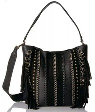 CALVIN KLEIN LYNN BAG BLACK LEATHER PEBBLE & SUEDE HOBO HANDBAG NEW WITH TAGS!