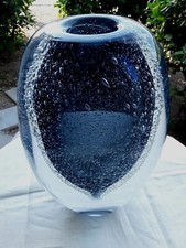 MODERN GLASS VASE THICKNESS  HANDMADE GREY / BLACK TRANSPARENT