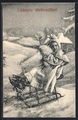 Fille sur traîneau cas - fille,