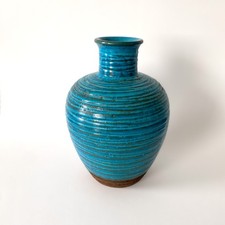Vase en céramique émaillée bleu série "Pietra", Aldo Londi pour Rosenthal Netter