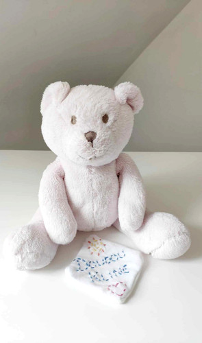 Peluche doudou ours rose - rose, clair