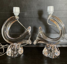 Cristal Daum France Paire de pied de lampes oiseaux 1960 crystal XX