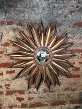 Miroir soleil en tôle doré(oeil de sorcière) diam 87 cm