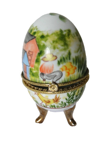 Oeuf boite porcelaine pieds - 3,