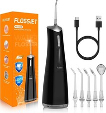 Hydropulseur Dentaire Pro FlossJet Noir | 4 Modes | 5 Buses | 300ML | USB | IPX7