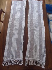 PAIR OF LONG ANTIQUE, CROCHET CURTAINS.