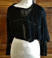 19th Era Black Pearl Silk Veil Blouse Bodice