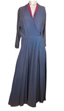 M As found vintage 40s Saybury Blue lounge robe boudoir Hollywood Wrap Sweep