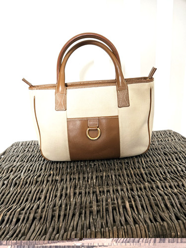 Sac toile écru cuir camel - et,