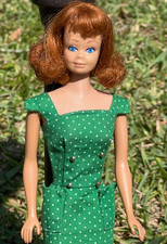 Vintage Barbie Titian Midge Doll NO FRECKLES RARE wearing Green Polka Dot Sheath