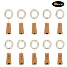 Lot de 10 mini guirlandes lumineuses pour bouteille de vin, à piles LED