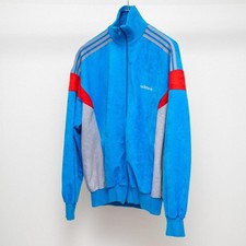 Vintage 1980s adidas Ventex Challenger Track Jacket France Made Size L Light Blu