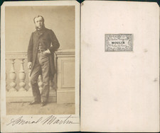 Admiral Martin CDV Vintage Albumen, Albumen Print 6.5x10.5 Circa 1870 