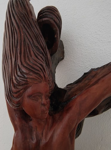Sculpture murale bois femme - murale,