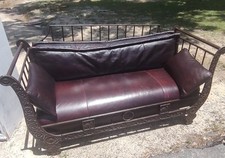 2000s Thomasville Ernest Hemingway El Toro Corrida Metal Leather Loveseat Daybed