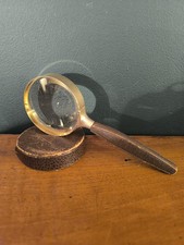 Ancienne Loupe Cuir Et Laiton