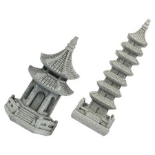  Mini statue de pagode en pierre, 2 pièces, tour en pierre pour Micro pagode de