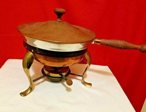 Vtg copper brass chaffing dish - chaffing,
