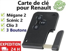 Carte Cle pour Renault Megane 2 Scenic 2 Laguna 2 Clio Coque Case 3 Boutons Card