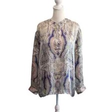 Lola Australia 100% silk paisley split neck oversized tunic S
