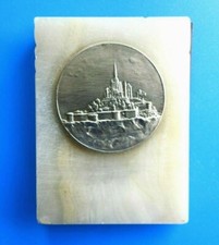 #10413# Vintage plaque, souvenir marble and brass, French decor