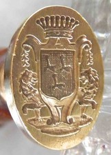 BRONZE SEAL, COAT OF ARMS STAMP, COUNTAL CROWN, NOBILITY;