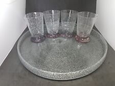 Plateau + four glasses in glass paste signed Daum Nancy France. Art Nouveau