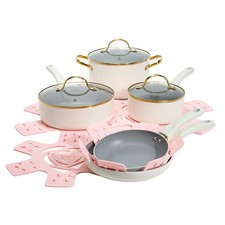 PARIS HILTON EPIC NONSTICK POTS AND PANS SET 12-PIECE PZW02-P002 - CREAM