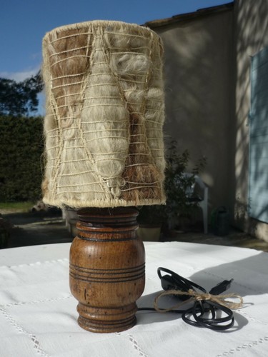 Lampe pied bois abat - pied, abat-jour