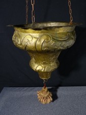 Lampe religieuse ancienne de sanctuaire 18 siècle XVIII en laiton autel église