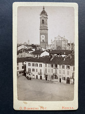 Italie, Pontrémoli, Place et Clocher de l'horloge, Vintage albumen print, c