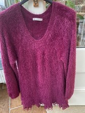 Armand Thiery jumper long sleeved claret Top Size L warm hem net detail Preloved