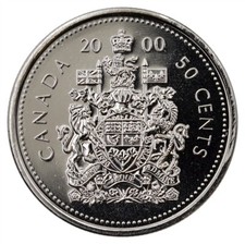 2000W CANADA 50 CENTS PROOF LIKE HALF DOLLAR COIN