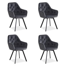 Set 4 chaises velours gris