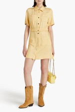 Robe chemise en jean ZARA boutonnée jaune pâle beurre coton lin jeans taille S
