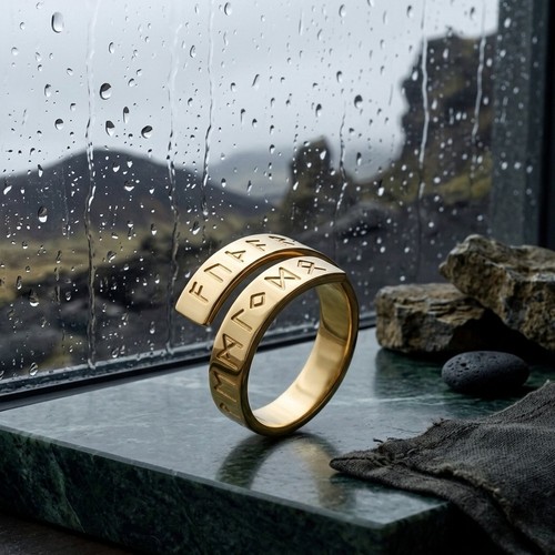 Rune wrap ring gold pvd - pvd, plate