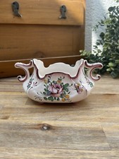 Antique small earthenware planter Strasbourg decor - signed Henri Chaumeil