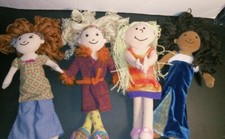 Groovy Girls Lot of 4 Dolls Plush Fun Yarn Hair Fashion Dolls 12” Tall