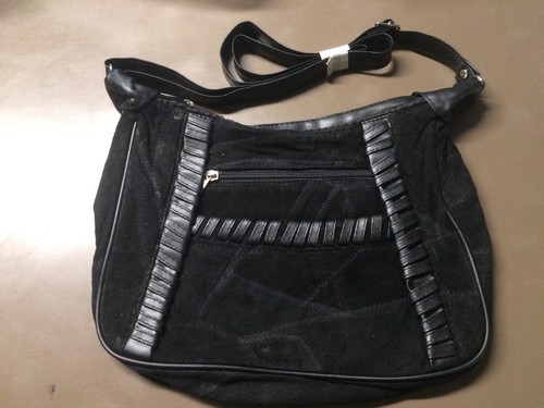 Black suede whipstitch purse - whipstitch,