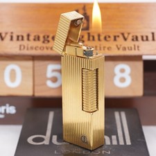 Briquet Dunhill motif rayures dorées _ nettoyé par ultrasons_fonctionnement
