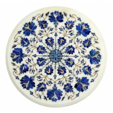 15 " Rond Marbre Coin Fin Table Pierre Travail Inlay Décor Maison