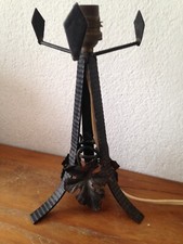 Superbe et Ancien pied de lampe Fer forgé art déco beau décor de feuilles BRANDT