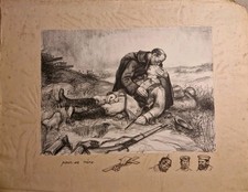Ancienne Lithographie Soldats