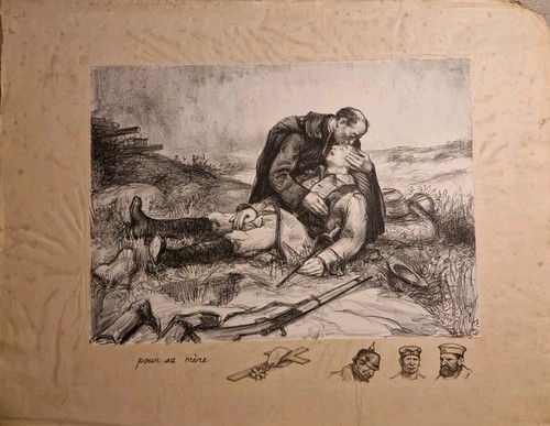 Ancienne lithographie soldats - lithographie,