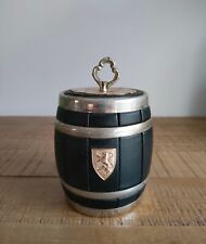 Antique Barrel Shaped Cigarette Box - Silver and Black - Vintage 