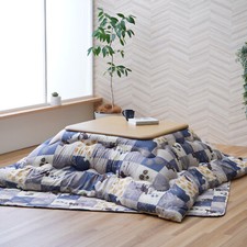 IKEHIKO Kotatsu Futon & Mat Set Fluffy Premium Cotton Table Blue Japan 2619