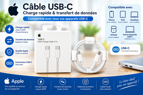 Câble usb apple 60w - câble, usb-c