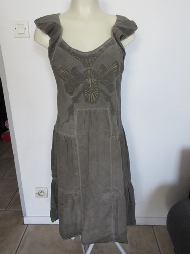 Robe grise soie - en,