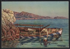 Old postcard illustrator Marseille, La Corniche, La Pêche aux Oursins 